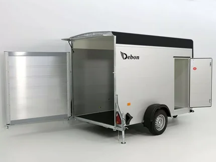 Remorque à bagages Debon C300 148 x 295 cm H:190 cm 1,3 t | Alu | Polybug | Porte | Noir