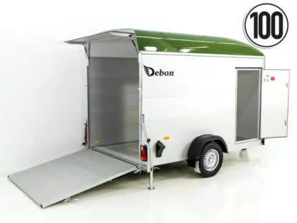Remorque à bagages Debon C400 164x315 cm H : 200 cm 1,3t | aluminium, sac en polyéthylène | Porte | vert olive